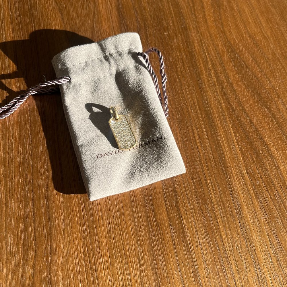 DAVID YURMAN 18K YELLOW GOLD DIAMOND 0.80CTW CHEVRON DOG TAG - Picture 10 of 10